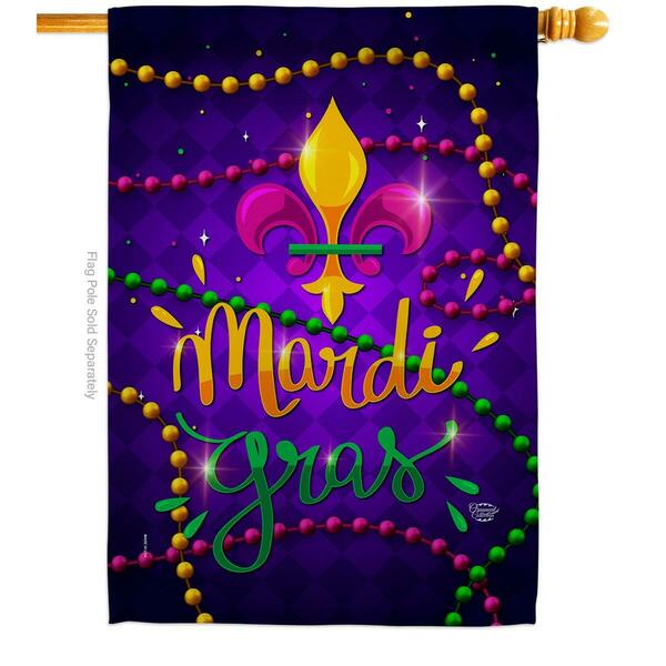Ornament Collection 28 x 40 in. Mardi Gras Beads House Flag with Spring Double-Sided Vertical Flags  Banner Garden OR583604